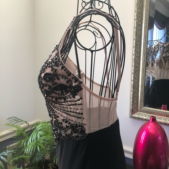 Stacy Sklar black beaded evening gown prom floor length Dress size 3 - Picture 4 of 8